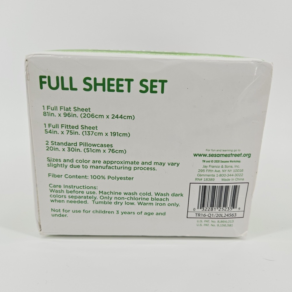 Sesame Street 4 Piece Full Sheet Set Microfiber Polyester Fitted Flat 2 Plwcases - Picture 3 of 3